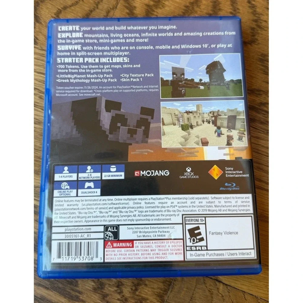 Minecraft PS4 Game Disc w/ Case - Multiplayer, Online Play, Split-Screen E10+
